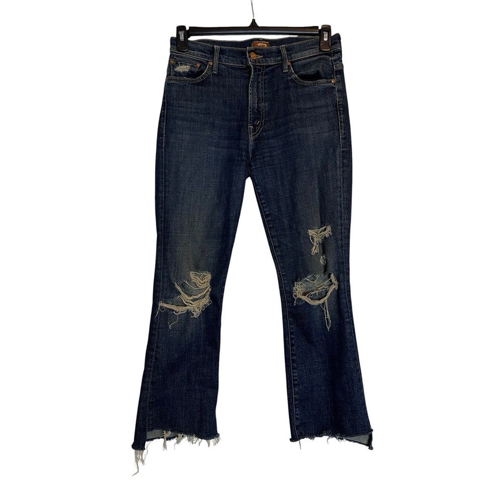 Mother the Insider Crop Step Fray Jeans Size 28 Distressed Wicked Wallflower
